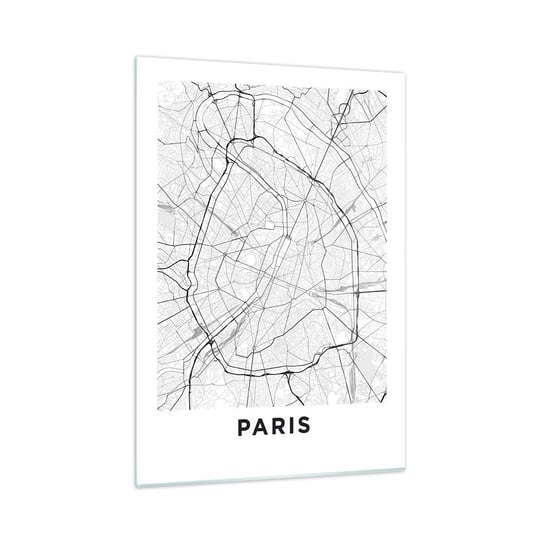 Obraz na szkle - Kwiat Paryża - 50x70cm - Miasto Mapa Miasta Paryż - Nowoczesny szklany obraz do salonu do sypialni ARTTOR ARTTOR