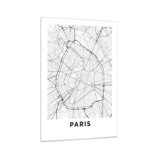 Obraz na szkle - Kwiat Paryża - 70x100cm - Miasto Mapa Miasta Paryż - Nowoczesny foto szklany obraz do salonu do sypialni ARTTOR ARTTOR