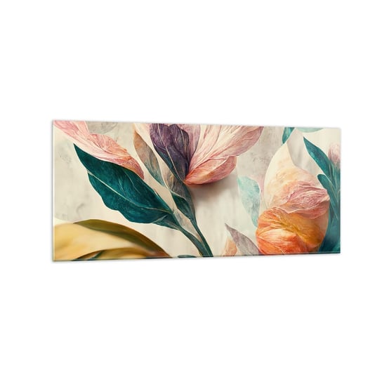 Obraz na szkle - Kwiaty wysp południowych - 120x50cm - Kwiaty Vintage Botanika - Nowoczesny szklany obraz na ścianę do salonu do sypialni ARTTOR ARTTOR