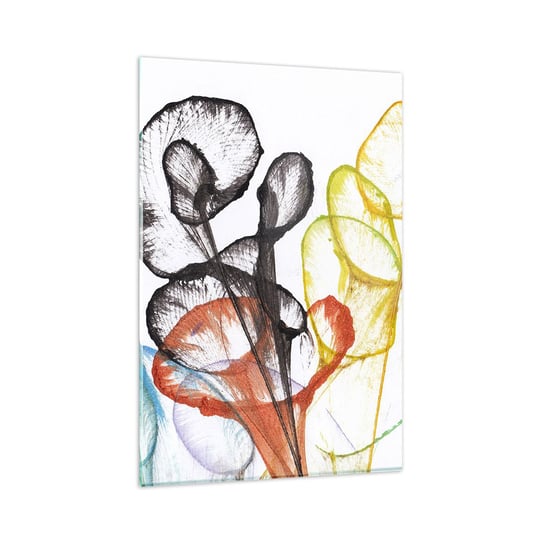 Obraz na szkle - Kwiaty z duszą - 80x120cm - Kwiaty Abstrakcja Grafika - Nowoczesny szklany obraz na ścianę do salonu do sypialni ARTTOR ARTTOR
