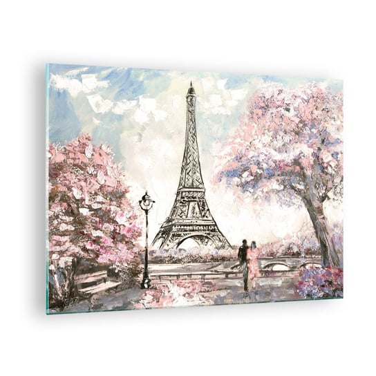 Obraz na szkle - Kwietniowy spacer po Paryżu - 70x50cm - Miasto Wieża Eiffla Parkowa Alejka - Nowoczesny szklany obraz do salonu do sypialni ARTTOR ARTTOR