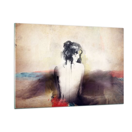 Obraz na szkle - Łagodne linie, owalne kształty - 120x80cm - Kobieta Ciało Sztuka - Nowoczesny szklany obraz na ścianę do salonu do sypialni ARTTOR ARTTOR