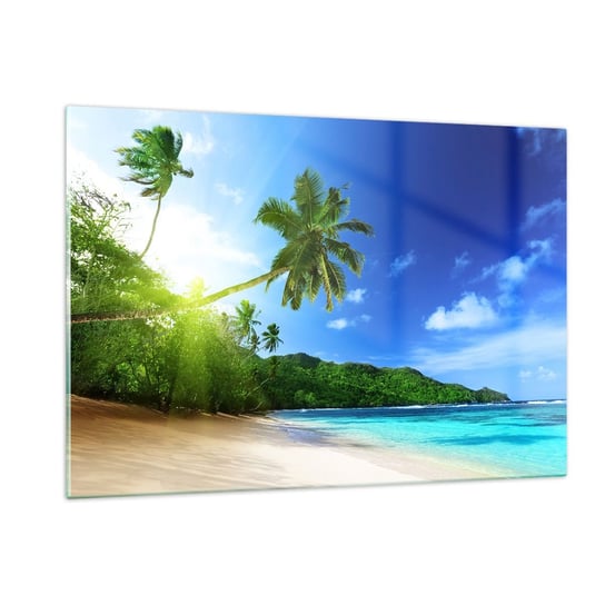 Obraz na szkle - Łagodny dotyk tropików - 120x80cm - Krajobraz Ocean Plaża - Nowoczesny szklany obraz na ścianę do salonu do sypialni ARTTOR ARTTOR