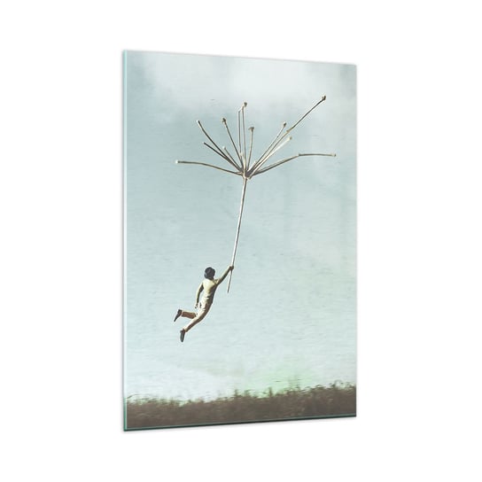 Obraz na szkle - Latawce, dmuchawce, wiatr - 80x120cm - Abstrakcja Fantasy Mężczyzna - Nowoczesny szklany obraz na ścianę do salonu do sypialni ARTTOR ARTTOR