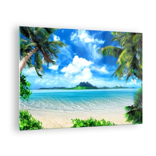 Obraz na szkle - Lazur tropików - 70x50cm - Krajobraz Ocean Plaża - Nowoczesny szklany obraz do salonu do sypialni ARTTOR ARTTOR