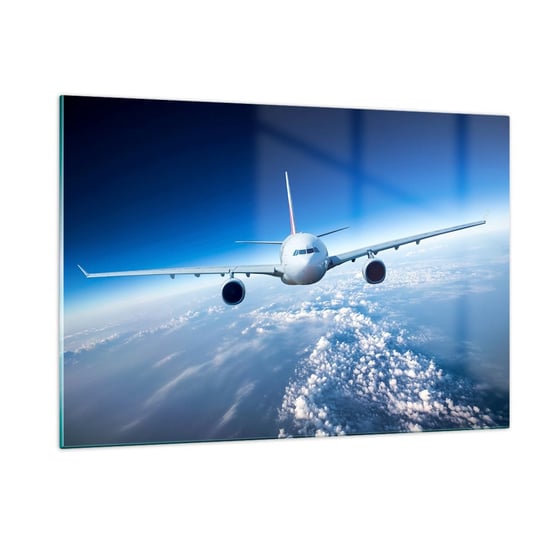 Obraz na szkle - Lecę bo chę - 120x80cm - Samolot Pasażerski Lotnictwo Podróż - Nowoczesny szklany obraz na ścianę do salonu do sypialni ARTTOR ARTTOR