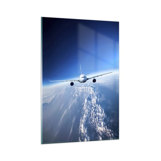 Obraz na szkle - Lecę bo chę - 80x120cm - Samolot Pasażerski Lotnictwo Podróż - Nowoczesny szklany obraz na ścianę do salonu do sypialni ARTTOR ARTTOR