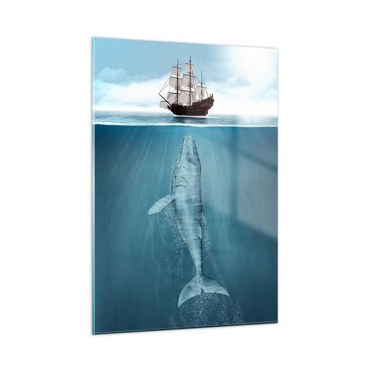 Obraz na szkle - Lepiej nie wiedzieć - 50x70cm - Wieloryb Żaglowiec Ocean - Nowoczesny szklany obraz do salonu do sypialni ARTTOR ARTTOR