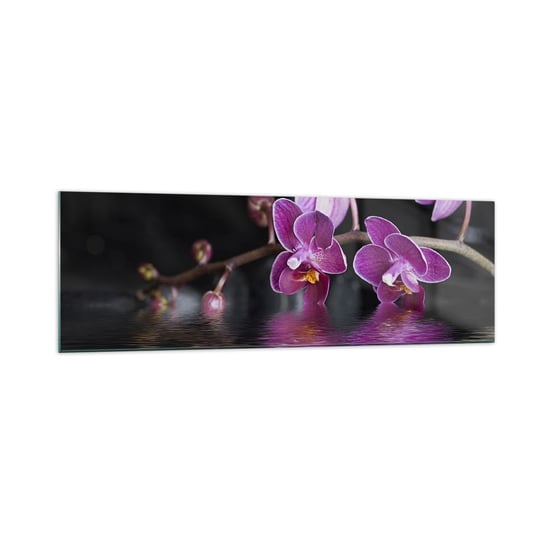 Obraz na szkle - Liliowe odbicie piękna - 160x50cm - Kwiaty Orchidea Natura - Nowoczesny foto szklany obraz do salonu do sypialni ARTTOR ARTTOR