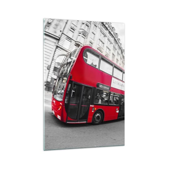 Obraz na szkle - Londyn tradycyjnie - by bus - 70x100cm - Miasto Londyn Czerwony Autobus - Nowoczesny foto szklany obraz do salonu do sypialni ARTTOR ARTTOR