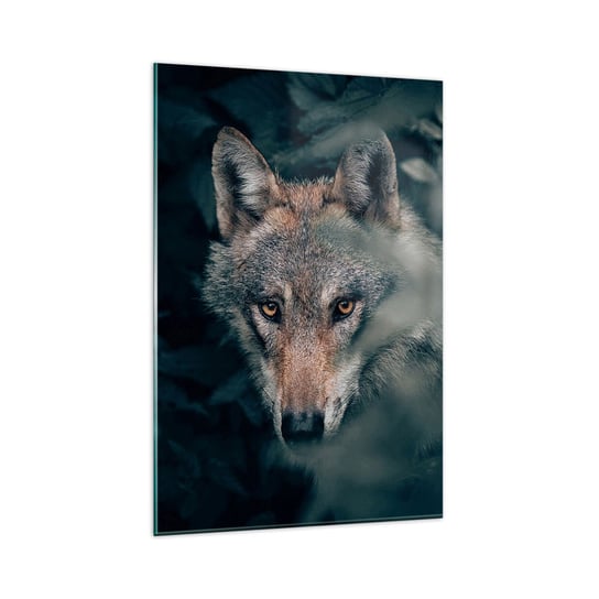 Obraz na szkle - Łowca - 80x120cm - Wilk Las Zwierzęta - Nowoczesny szklany obraz na ścianę do salonu do sypialni ARTTOR ARTTOR