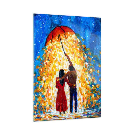 Obraz na szkle - Magia deszczowego wieczoru? - 50x70cm - Romantyczny Para Miłość - Nowoczesny szklany obraz do salonu do sypialni ARTTOR ARTTOR