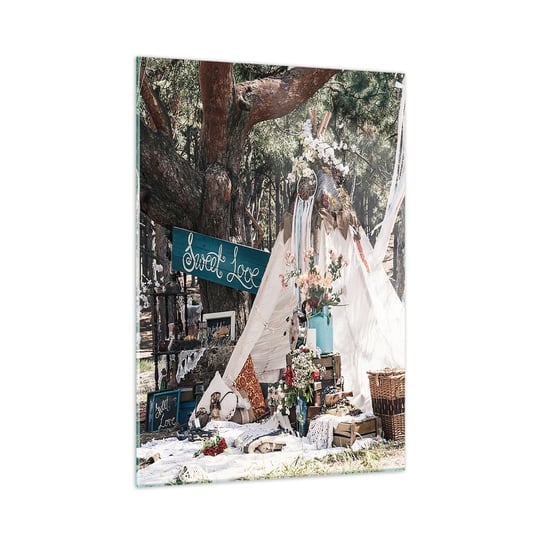 Obraz na szkle - Make love… - 50x70cm - Krajobraz Vintage Boho - Nowoczesny szklany obraz do salonu do sypialni ARTTOR ARTTOR