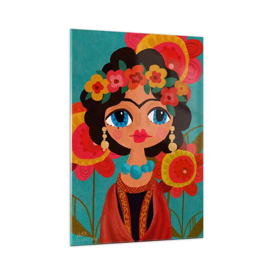 Obraz na szkle - Makowa panienka - 70x100cm - Frida Kwiatki Kolorowy - Nowoczesny foto szklany obraz do salonu do sypialni ARTTOR ARTTOR