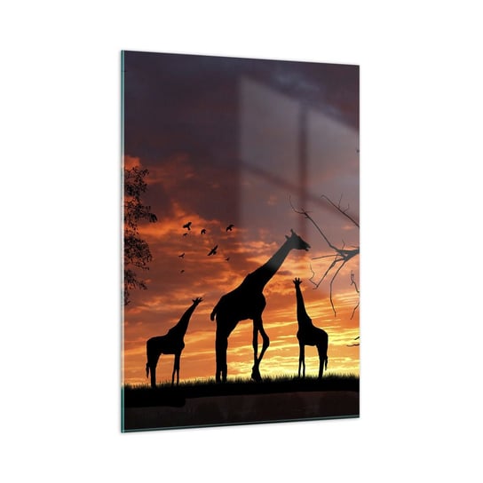 Obraz na szkle - Mała kolacja w gronie najbliższych - 50x70cm - Zwierzęta Żyrafa Afryka - Nowoczesny szklany obraz do salonu do sypialni ARTTOR ARTTOR