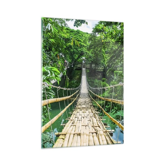 Obraz na szkle - Małpi most nad zielenią - 50x70cm - Krajobraz Dżungla Filipiny - Nowoczesny szklany obraz do salonu do sypialni ARTTOR ARTTOR