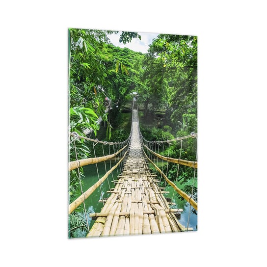 Obraz na szkle - Małpi most nad zielenią - 80x120cm - Krajobraz Dżungla Filipiny - Nowoczesny szklany obraz na ścianę do salonu do sypialni ARTTOR ARTTOR