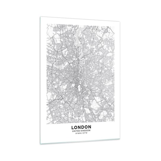 Obraz na szkle - Mapa londyńskiego labiryntu - 50x70cm - Miasto Mapa Miasta Londyn - Nowoczesny szklany obraz do salonu do sypialni ARTTOR ARTTOR