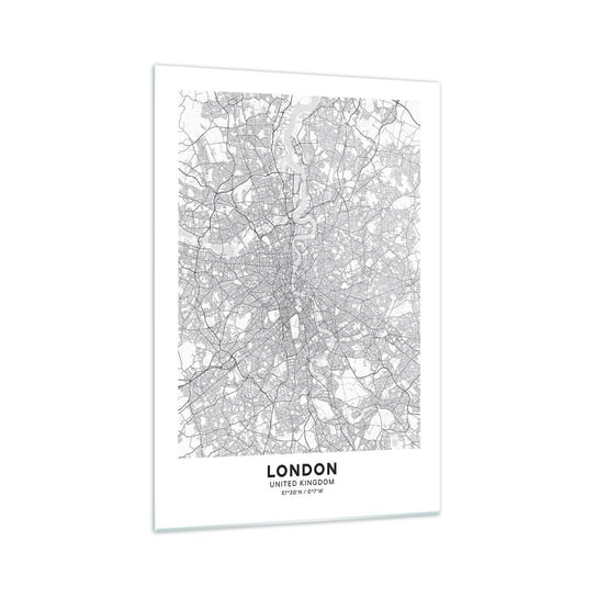 Obraz na szkle - Mapa londyńskiego labiryntu - 70x100cm - Miasto Mapa Miasta Londyn - Nowoczesny foto szklany obraz do salonu do sypialni ARTTOR ARTTOR