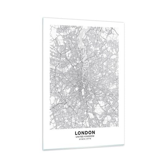 Obraz na szkle - Mapa londyńskiego labiryntu - 80x120cm - Miasto Mapa Miasta Londyn - Nowoczesny szklany obraz na ścianę do salonu do sypialni ARTTOR ARTTOR