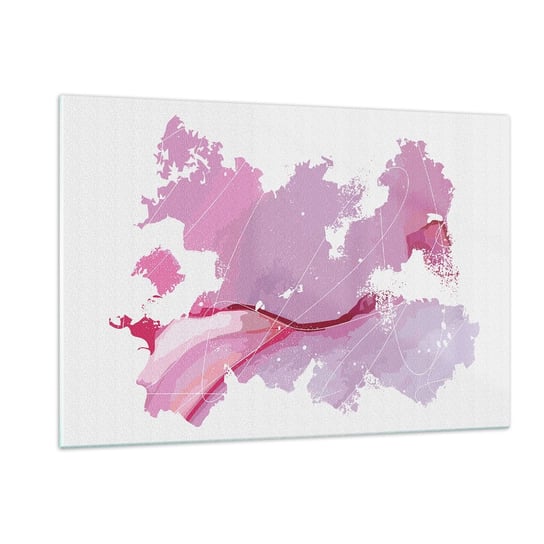 Obraz na szkle - Mapa różowego świata - 120x80cm - Minimalizm Pastelowa Mapa - Nowoczesny szklany obraz na ścianę do salonu do sypialni ARTTOR ARTTOR