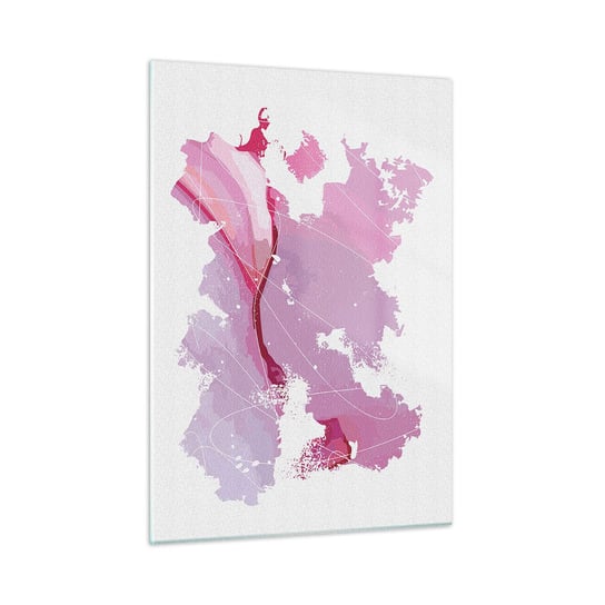 Obraz na szkle - Mapa różowego świata - 50x70cm - Minimalizm Pastelowa Mapa - Nowoczesny szklany obraz do salonu do sypialni ARTTOR ARTTOR