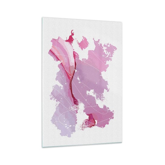 Obraz na szkle - Mapa różowego świata - 70x100cm - Minimalizm Pastelowa Mapa - Nowoczesny foto szklany obraz do salonu do sypialni ARTTOR ARTTOR