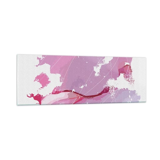 Obraz na szkle - Mapa różowego świata - 90x30cm - Minimalizm Pastelowa Mapa - Nowoczesny szklany obraz do salonu do sypialni ARTTOR ARTTOR