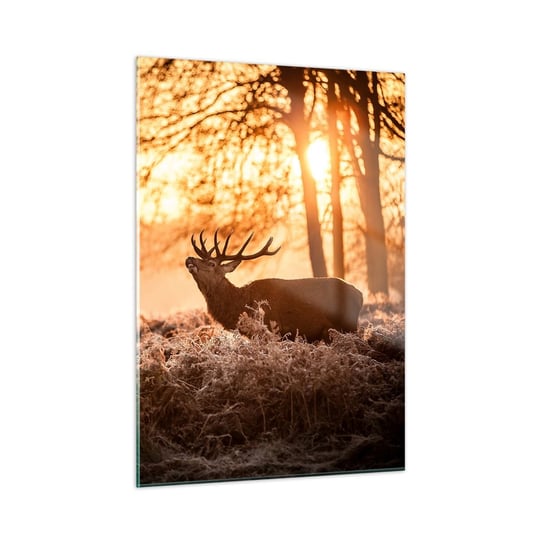 Obraz na szkle - Marzenie myśliwego - 50x70cm - Krajobraz Jeleń Polowanie - Nowoczesny szklany obraz do salonu do sypialni ARTTOR ARTTOR