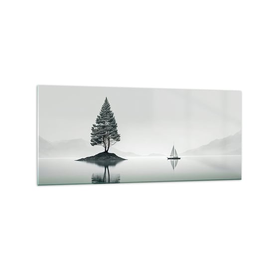 Obraz na szkle - Marzenie senne - 120x50cm - Spokój Żaglówka Jezioro - Nowoczesny szklany obraz na ścianę do salonu do sypialni ARTTOR ARTTOR