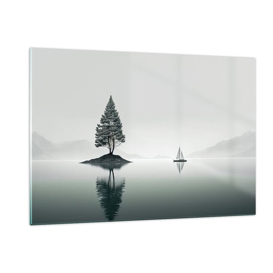 Obraz na szkle - Marzenie senne - 120x80cm - Spokój Żaglówka Jezioro - Nowoczesny szklany obraz na ścianę do salonu do sypialni ARTTOR ARTTOR