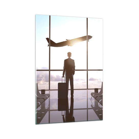 Obraz na szkle - Masz czas, zwolnij - 80x120cm - Lotnisko Samolot Pasażerski Podróże - Nowoczesny szklany obraz na ścianę do salonu do sypialni ARTTOR ARTTOR