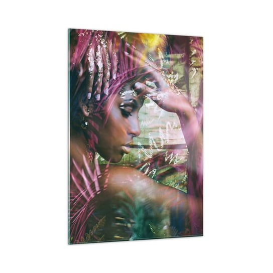 Obraz na szkle - Matka Natura w dżungli - 50x70cm - Kobieta Afryka Afryka - Nowoczesny szklany obraz do salonu do sypialni ARTTOR ARTTOR
