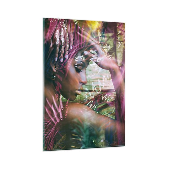 Obraz na szkle - Matka Natura w dżungli - 80x120cm - Kobieta Afryka Afryka - Nowoczesny szklany obraz na ścianę do salonu do sypialni ARTTOR ARTTOR