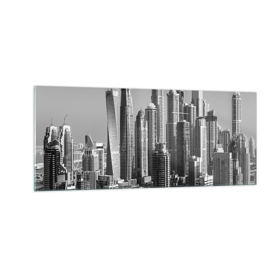 Obraz na szkle - Miasto nad pustynią - 100x40cm - Architektura Miasto Dubaj - Nowoczesny foto szklany obraz do salonu do sypialni ARTTOR ARTTOR
