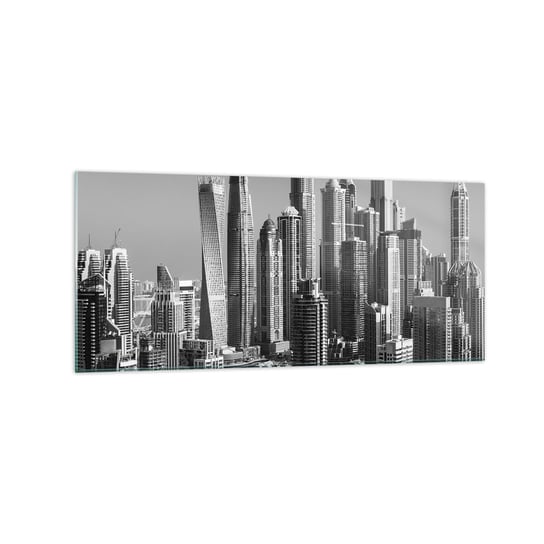 Obraz na szkle - Miasto nad pustynią - 120x50cm - Architektura Miasto Dubaj - Nowoczesny szklany obraz na ścianę do salonu do sypialni ARTTOR ARTTOR