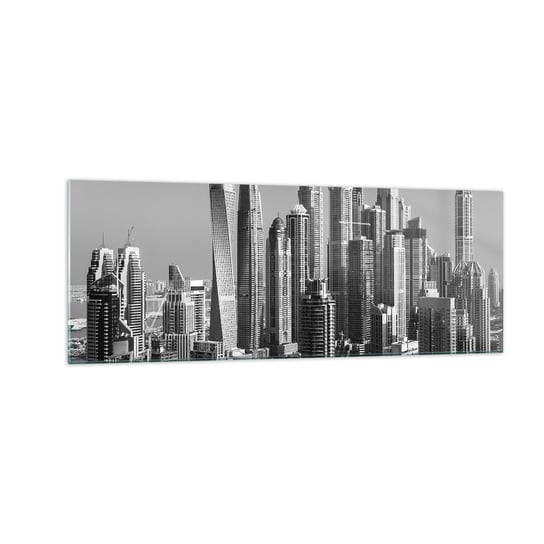 Obraz na szkle - Miasto nad pustynią - 140x50cm - Architektura Miasto Dubaj - Nowoczesny szklany obraz do salonu do sypialni ARTTOR ARTTOR