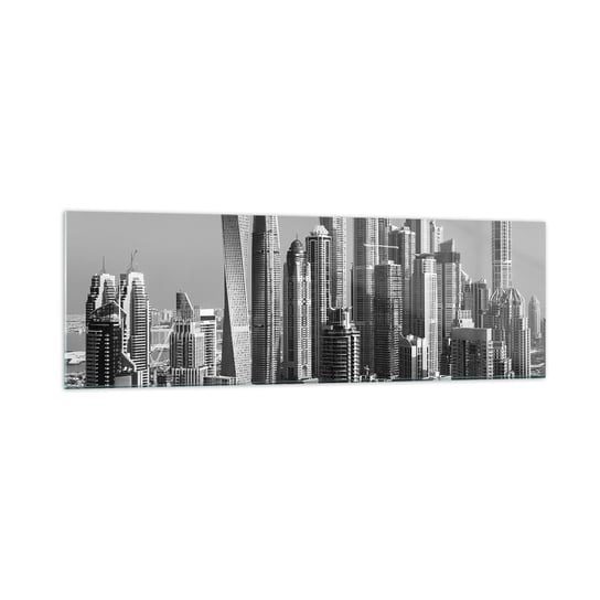 Obraz na szkle - Miasto nad pustynią - 160x50cm - Architektura Miasto Dubaj - Nowoczesny foto szklany obraz do salonu do sypialni ARTTOR ARTTOR