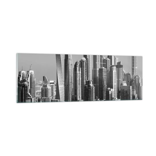 Obraz na szkle - Miasto nad pustynią - 90x30cm - Architektura Miasto Dubaj - Nowoczesny szklany obraz do salonu do sypialni ARTTOR ARTTOR