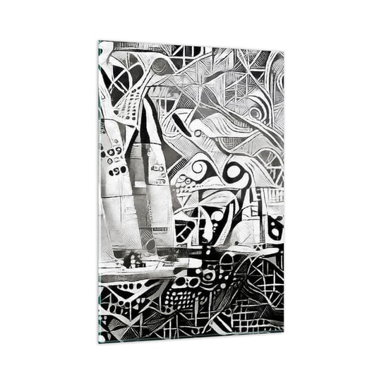 Obraz na szkle - Między falami - 80x120cm - Żeglarstwo Kubizm Sztuka - Nowoczesny szklany obraz na ścianę do salonu do sypialni ARTTOR ARTTOR