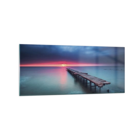 Obraz na szkle - Między niebem a ziemią - 120x50cm - Krajobraz Morze Zachód Słońca - Nowoczesny szklany obraz na ścianę do salonu do sypialni ARTTOR ARTTOR