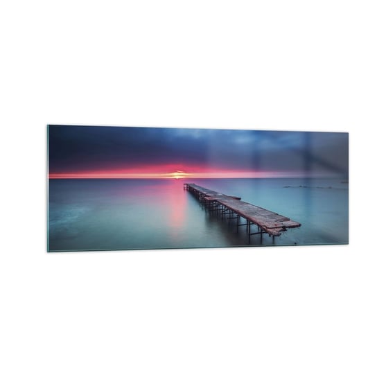 Obraz na szkle - Między niebem a ziemią - 140x50cm - Krajobraz Morze Zachód Słońca - Nowoczesny szklany obraz do salonu do sypialni ARTTOR ARTTOR