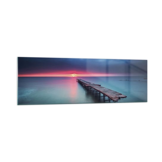 Obraz na szkle - Między niebem a ziemią - 160x50cm - Krajobraz Morze Zachód Słońca - Nowoczesny foto szklany obraz do salonu do sypialni ARTTOR ARTTOR