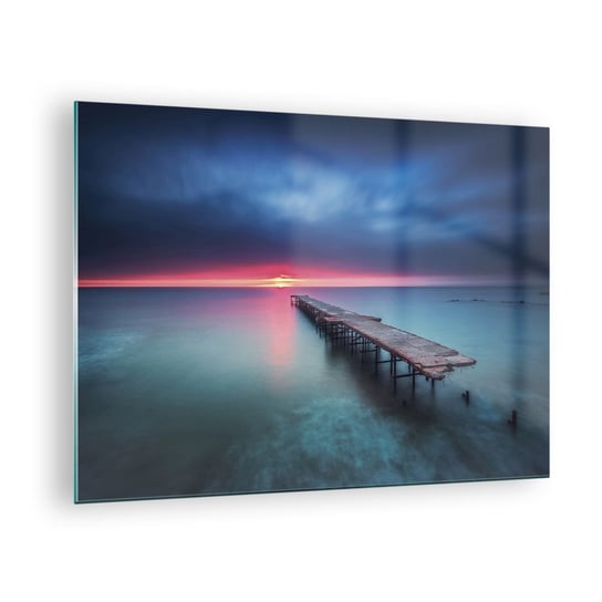 Obraz na szkle - Między niebem a ziemią - 70x50cm - Krajobraz Morze Zachód Słońca - Nowoczesny szklany obraz do salonu do sypialni ARTTOR ARTTOR