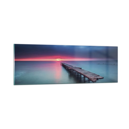 Obraz na szkle - Między niebem a ziemią - 90x30cm - Krajobraz Morze Zachód Słońca - Nowoczesny szklany obraz do salonu do sypialni ARTTOR ARTTOR