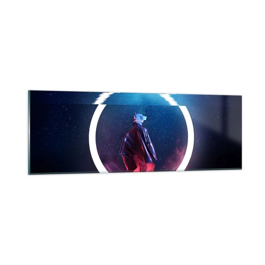 Obraz na szkle - Między światami - 90x30cm - Futurystyczny Astronauta Kosmos - Nowoczesny szklany obraz do salonu do sypialni ARTTOR ARTTOR