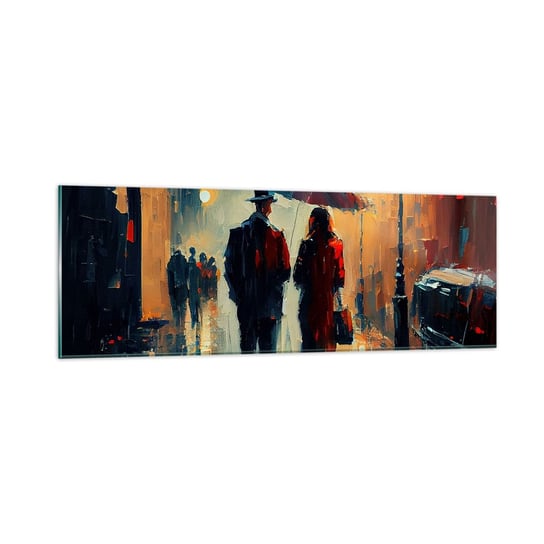 Obraz na szkle - Miejska love story - 90x30cm - Romantyzm Para Pejzaż - Nowoczesny szklany obraz do salonu do sypialni ARTTOR ARTTOR