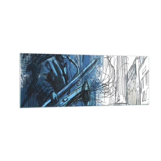 Obraz na szkle - Miejska rapsodia - 140x50cm - Saksofon Jazz Muzyka - Nowoczesny szklany obraz do salonu do sypialni ARTTOR ARTTOR