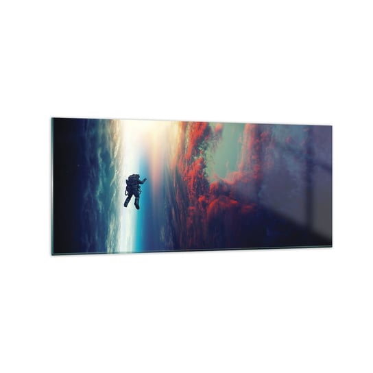 Obraz na szkle - Mierzyć się ze wszechświatem - 120x50cm - Abstrakcja Astronauta Kosmos - Nowoczesny szklany obraz na ścianę do salonu do sypialni ARTTOR ARTTOR