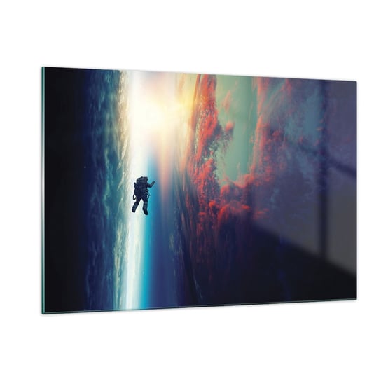 Obraz na szkle - Mierzyć się ze wszechświatem - 120x80cm - Abstrakcja Astronauta Kosmos - Nowoczesny szklany obraz na ścianę do salonu do sypialni ARTTOR ARTTOR
